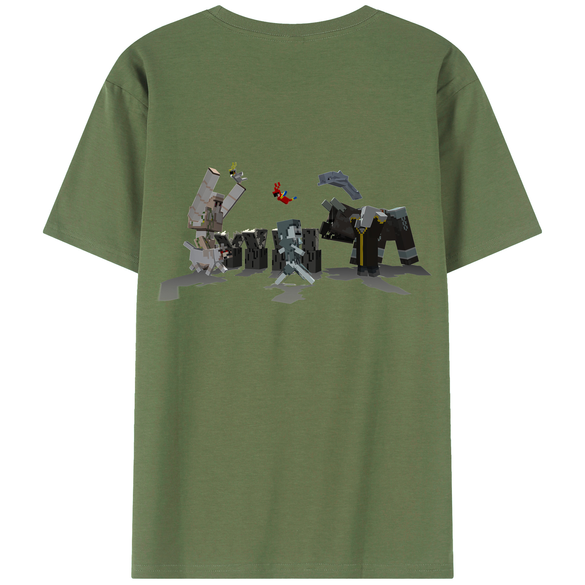 （画像用） マインクラフト ブロックの世界 Minecraft MC Block world 綿100％ メンズ半袖Tシャツ（バックプリント） 通気性